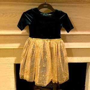Zunie girls 8 green velvet gold tulle Christmas occasion dress